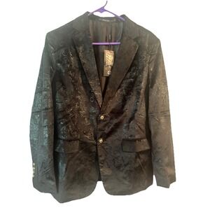 NWT Mage‎ Male Men's Black Jacquard Paisley Blazer Jacket Size S Formal Party